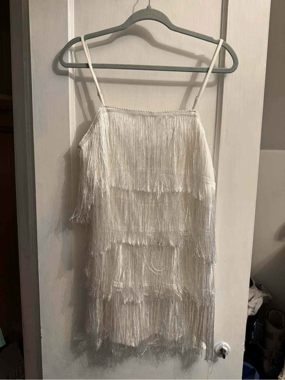 SHE + SKY White Layered Fringe Romper Size Large Never Worn